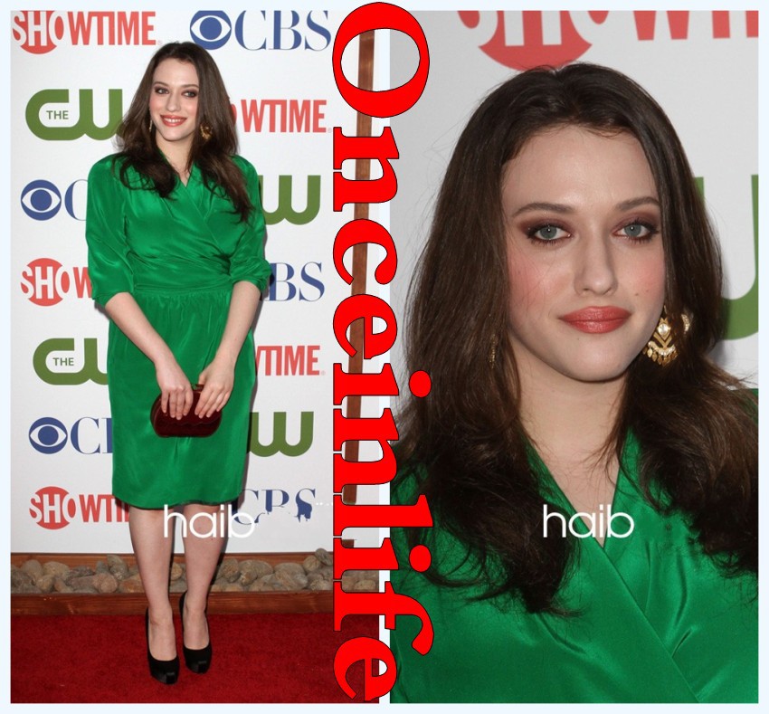 Retail Fashionable Kat Dennings Inspired IN 2 Broke Girls Hunter Green Satin Long Sleeve Sexy Red Carpet Dresses 2013