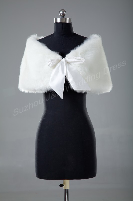 Retail Faux Fur Ivory Bolero Wedding Wrap Shawl Bridal Jacket Coat Accessories Free Shipping 5739