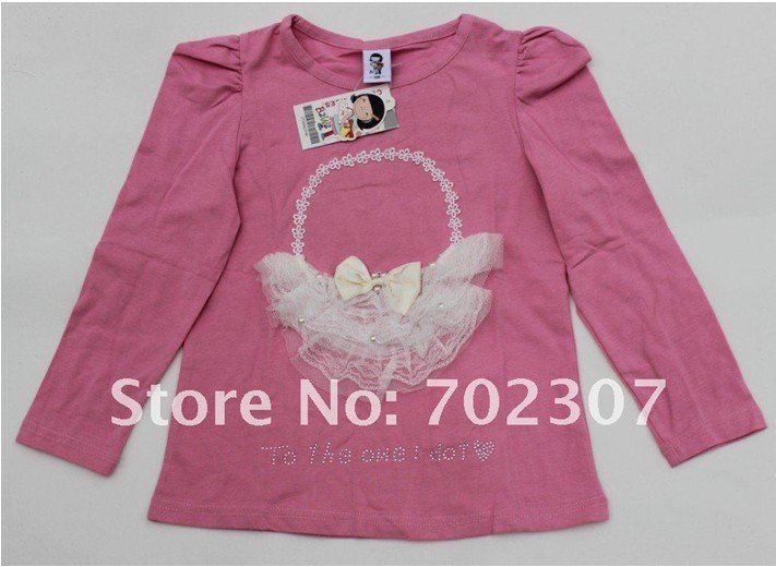Retail Free Shipping B2W2 Baby long sleeve T-shirt, 1 sizes Fashion Baby tee056