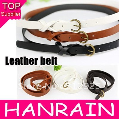 Retail Free Shipping Fashion ladies' Slim Vintage Brown Leather Belt Thin Cute Figure 8 Belt