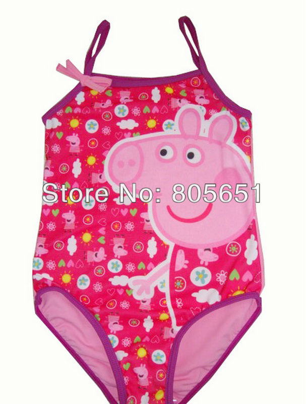Retail Free shipping NEW Girls Baby Kids Peppa Pig Swimsuit Swimming Costume Tankini Swimwear 1-8Y Swimming Toddler One-Piece