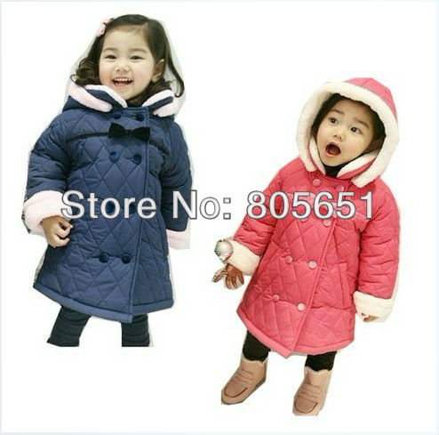 Retail Free Shipping New Xams Girls Warm Winter Hoodies Coats Kids Snowsuits Size 2-7Years Jacket Toddler Clothes Pink Navy