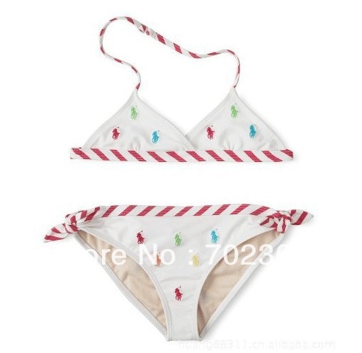Retail ! Free shipping polo design girl's bikini swimsuit, child swimwear Children beachwear size:2T CS-011