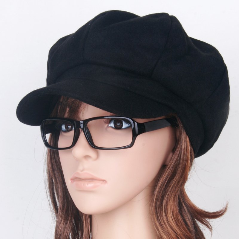 Retail!Free shipping!Women's Octagonal Hat /Short Brim Woolen Newsboy Cap for C-sunny