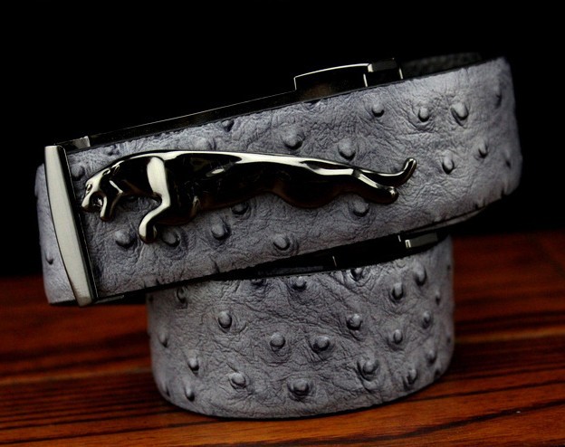 Retail High Quality  Elegant Ostrich Pattern Genuine Leather Men's Belts,Jaguar Buckle Men And Women Luxury Belt , J-005B