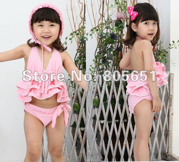 Retail-Hot sale-Freeshipping-Girls Fairy Pink Swimwear Tankini Beachwear Tankini  Bikini Swimsuit Tutu Dress 1-6Y Bathing