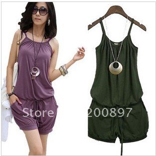 Retail lady Fashion Sleeveless jumpsuits Romper Strap Scoop 3 Colors available free shopping