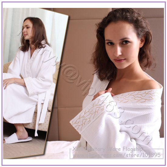 Retail - Luxury 100% Cotton Bathrobe, 2 size for choice, M & XXL Free Shipping XR12158