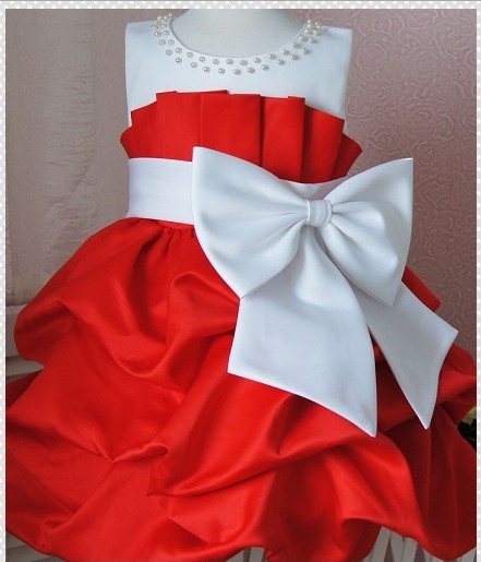 retail ,NEW 2013 children dress 1pcs/lot girls High-grade Princess dress Big bowknot dresse for summer red pink