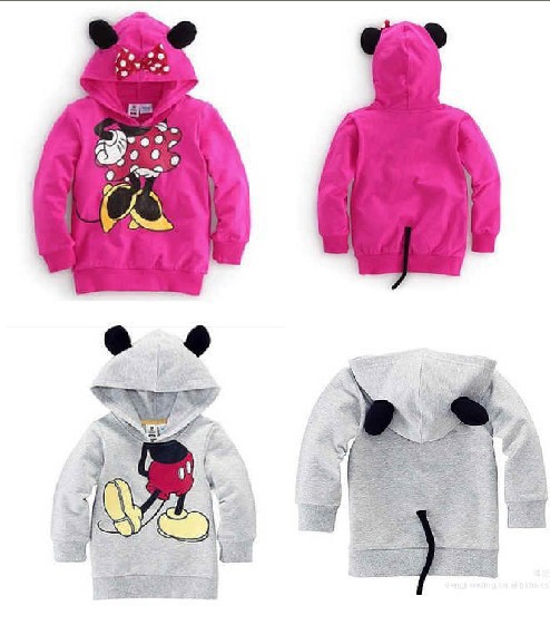 Retail new arrive boys girls long sleeve hoodies Mickey Minnie cartoon top kids tee shirts fit 2-6yrs free shipping