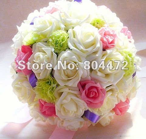 Retail Red and White Wedding Bouquet, Bridal Bouquet, Wedding Favor, MK-0832