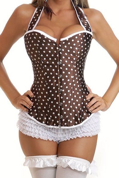 Retail  Satin Competitive Price Women  Corset  Sexy Lingerie Coffee  5803-1