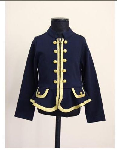 retail sell 1 piece 2013 girls military uniform jacket girl's formal cardigan jackets navy gray army button coat free shipping