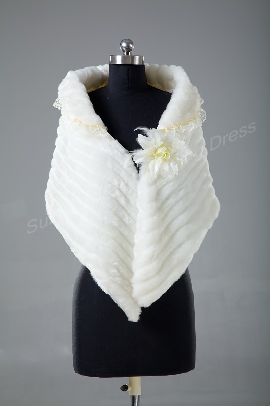 Retail Warm Faux Fur Ivory Bolero Wedding Wrap Shawl Bridal Jacket Coat Accessories Free Shipping 5736