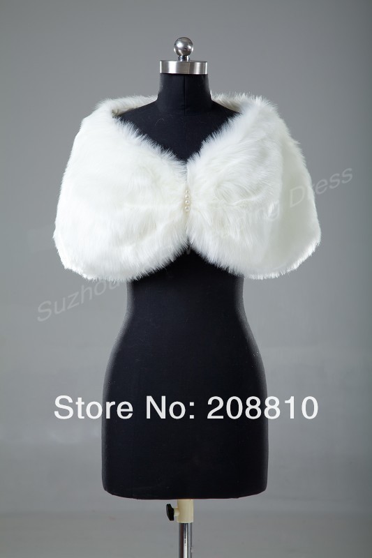 Retail Warm Faux Fur Ivory Bolero Wedding Wrap Shawl Bridal Jacket Coat Accessories Free Shipping 5758