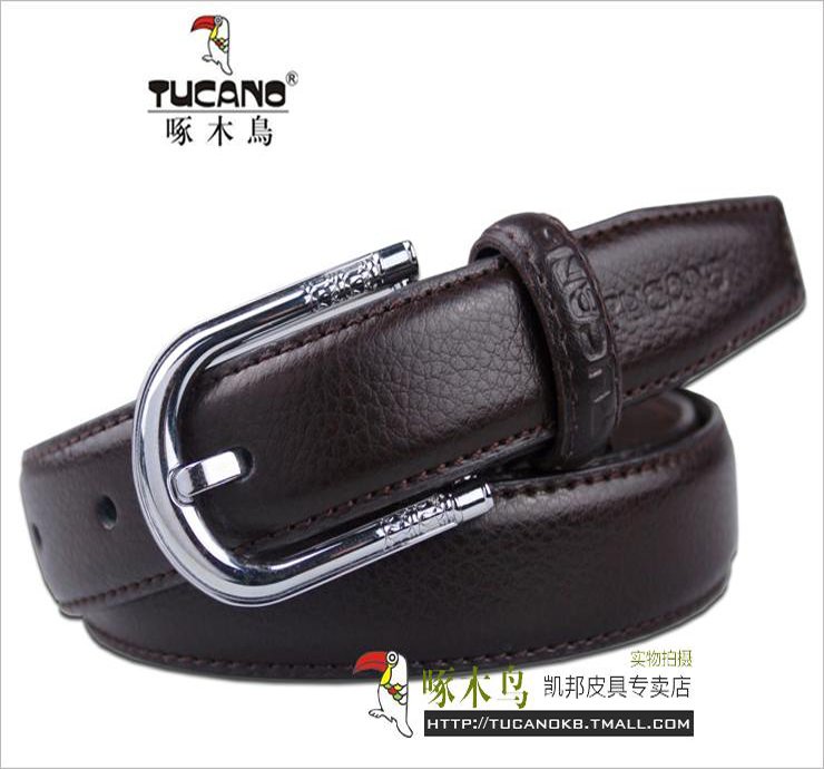 Retail, wholesale black  thin women genuine leather belt,lady cow leather skinny belts with rhinestone buckle