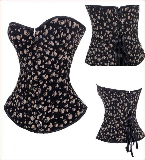 Retail & Wholesale Skull Printed Corset Sexy Lingerie #8905