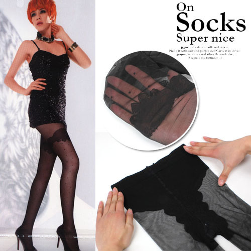 Retro the Japanese single Shuiyu little retro jacquard the stockings the lace Lace false Gaotong pantyhose stockings