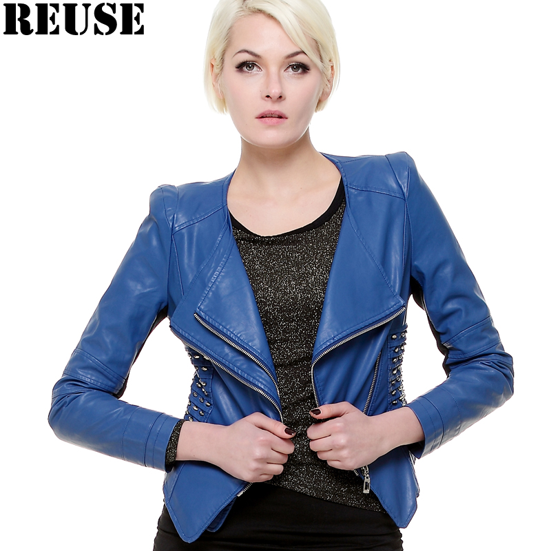 Reuse 2013 spring women's PU clothing outerwear fashion slim sy3109
