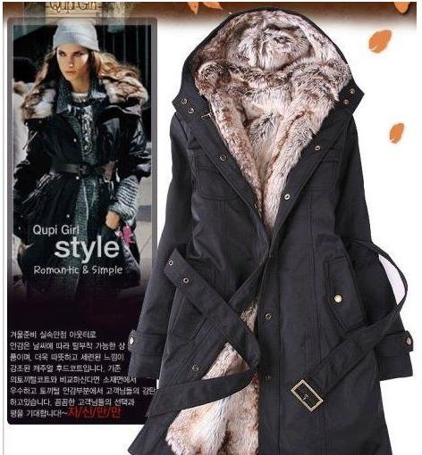 Reverse season promotion!!!2011 The fourth  fur lining women's winter warm long fur coat jacket clothes wholesale Free Shipping