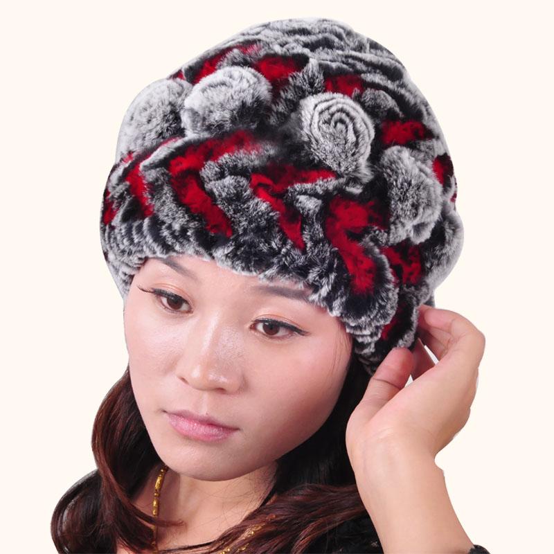 Rex rabbit hair fur hat knitted cap 2012 winter women's rose thermal rabbit fur hat