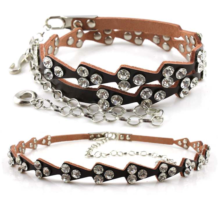 Rhinestone belly chain women's fashion genuine leather thin all-match belt Women metal decoration tassel skirt strap