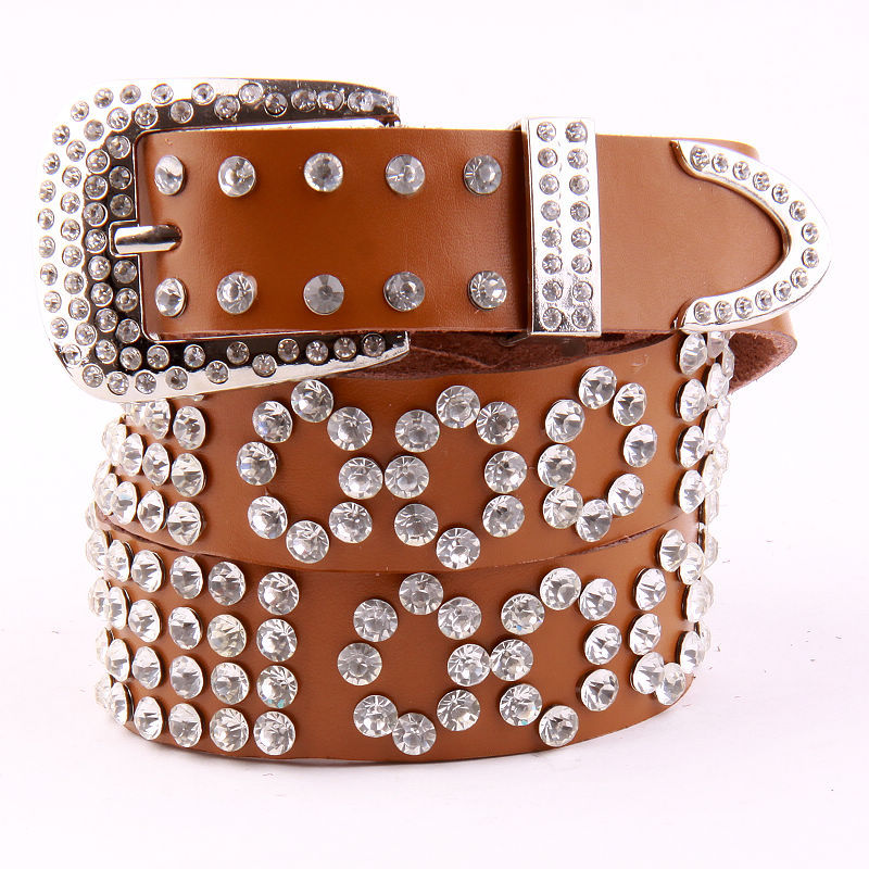 Rhinestone belt female genuine leather strap Women women's full rhinestone belt all-match belt female cowhide belt