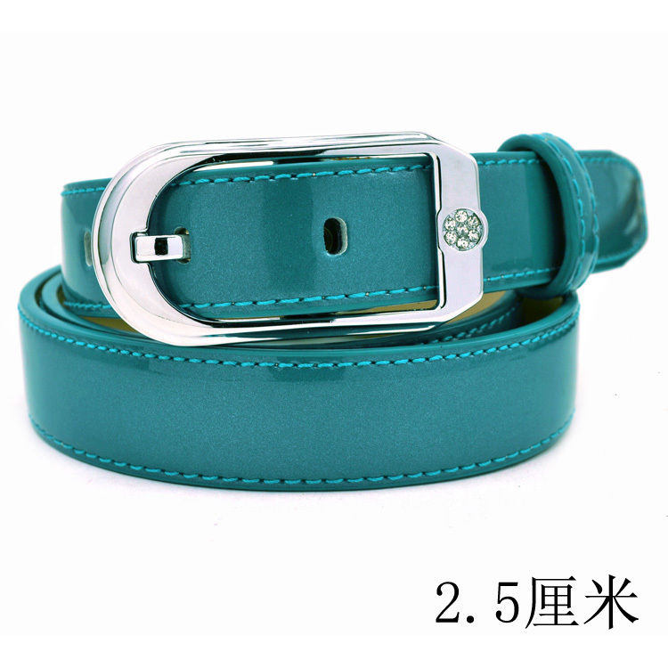 Rhinestone cowhide genuine leather women's strap fashion diamond candy color strap belt female