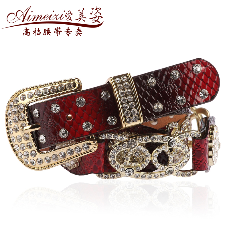 Rhinestone flower metal decoration women's belt ladies genuine leather strap fashion all-match jeans belt female