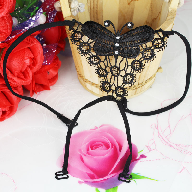 Rhinestone large butterfly shoulder strap elegant lingerie bra carry