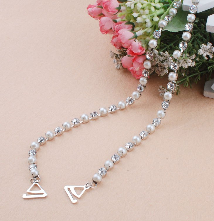 Rhinestone shoulder strap metal diamond shoulder strap unique rhinestone pearl lozengy