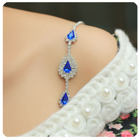 Rhinestone shoulder strap underwear belt metal shoulder strap drop blue