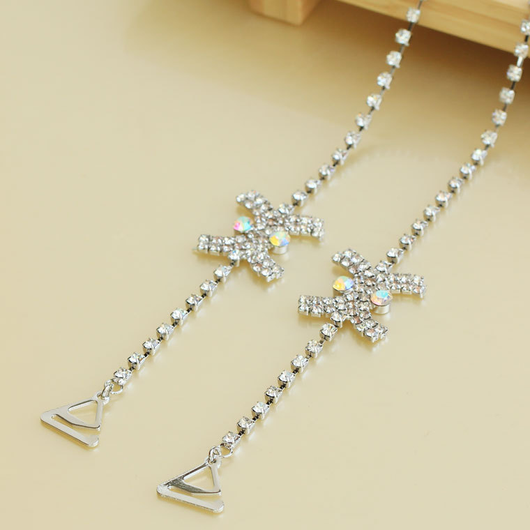Rhinestone shoulder strap underwear belt shoulder strap diamond metal large double c double-shoulder sa1634