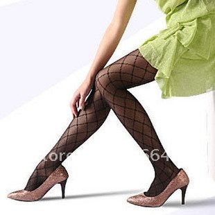 Rhomb NET Black pantyhose 85g lace pattern hollow mesh collant Wholesale 1PC/LOT