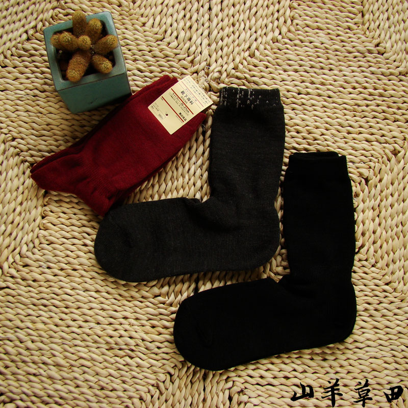 Right angle knee-high male women's wool socks solid color plain socks lovers socks