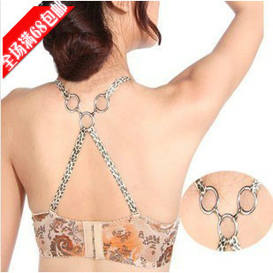 Ring metal buckle leopard print fashion behind the cross shoulder strap pectoral girdle invisible shoulder strap