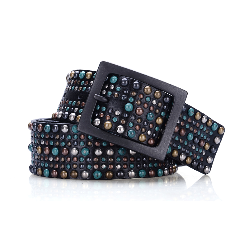 Rivet belt women's genuine leather strap first layer of cowhide fashion all-match decoration jeans belt