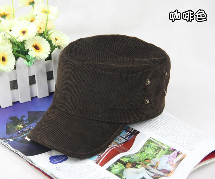 Rivet corduroy thermal fashion outdoor cadet military cap hat winter hat