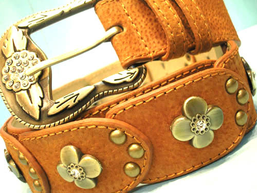 Rivet diamond decoration fashion women's genuine leather strap pigskin belt