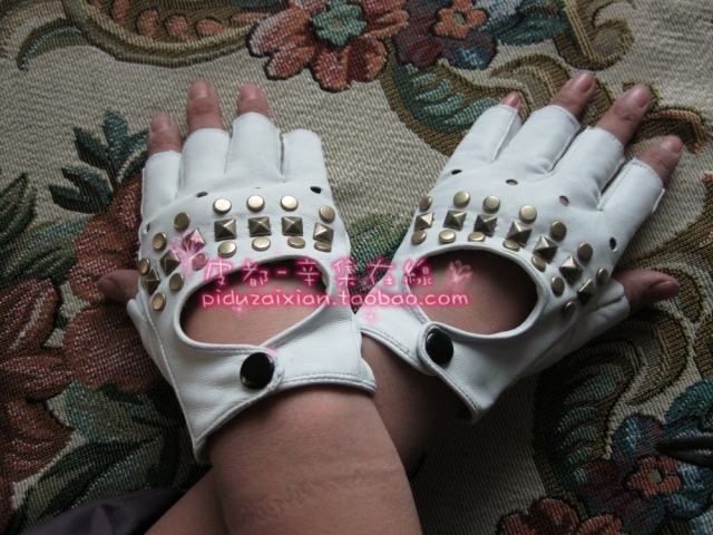 Rivet gloves faux leather gloves hip-hop gloves racerback gloves leather gloves