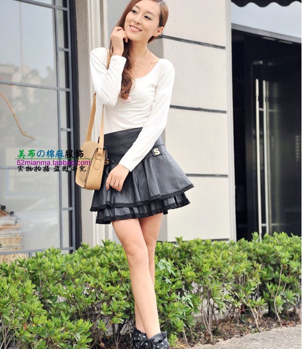 rivet leather peplum layered lace skirt