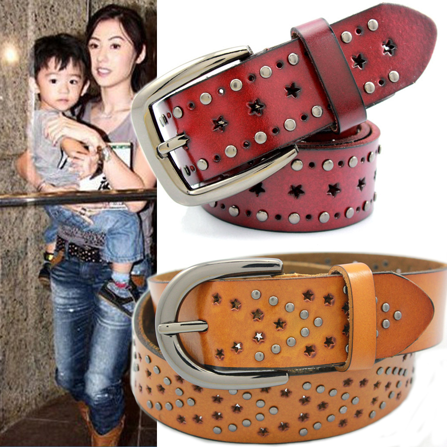 Rivet women's belt women's genuine leather strap (BL007)