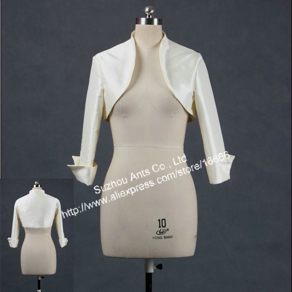 RJ015 Bridal Long Sleeve Ivory Taffeta Bolero 2012