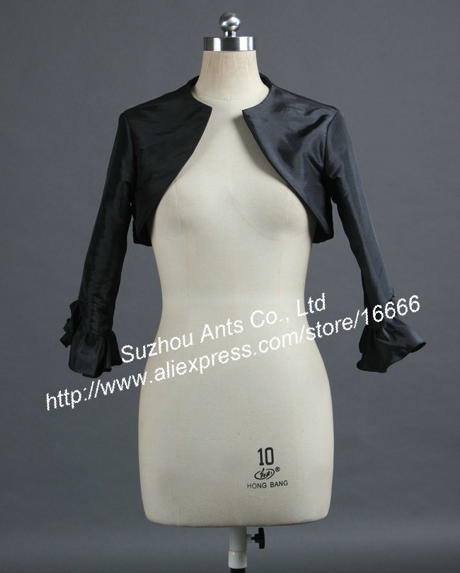 RJ122 Fashion ladies Taffeta Black Bolero With half SLeeve Free shipping