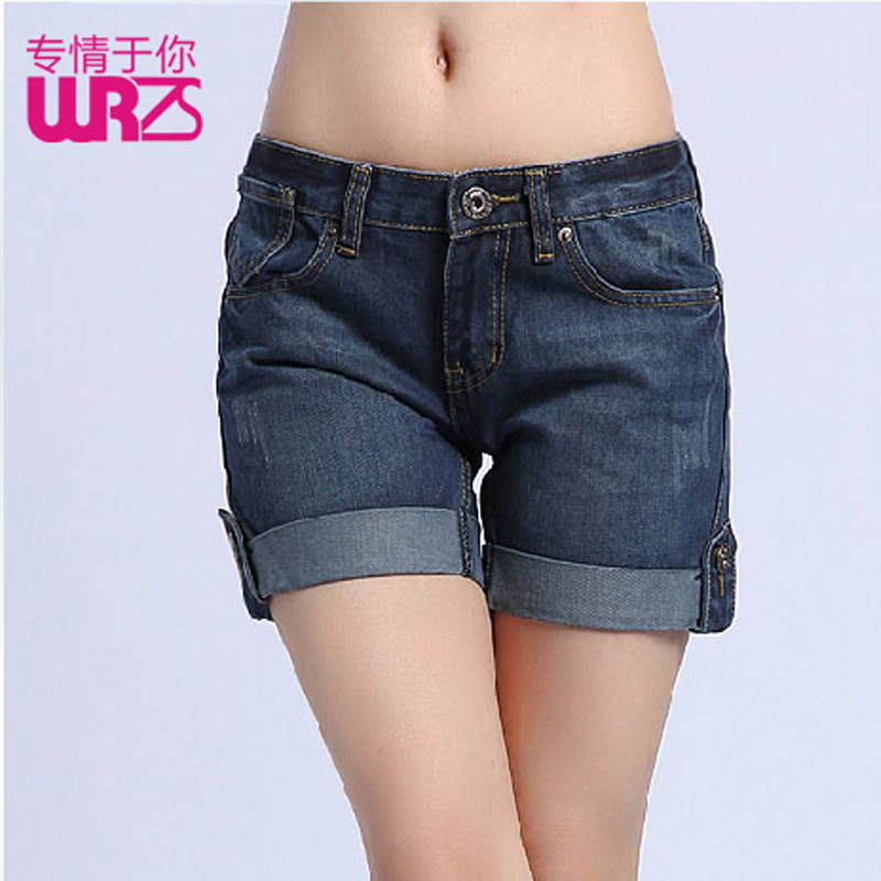 Roll-up 2013 hem women's spring denim shorts female loose summer shorts