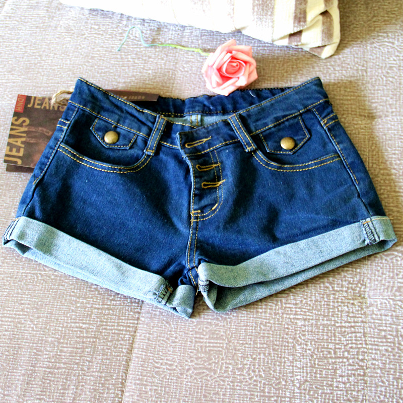 Roll up hem denim shorts women's summer trend of the loose plus size roll-up women's hem shorts