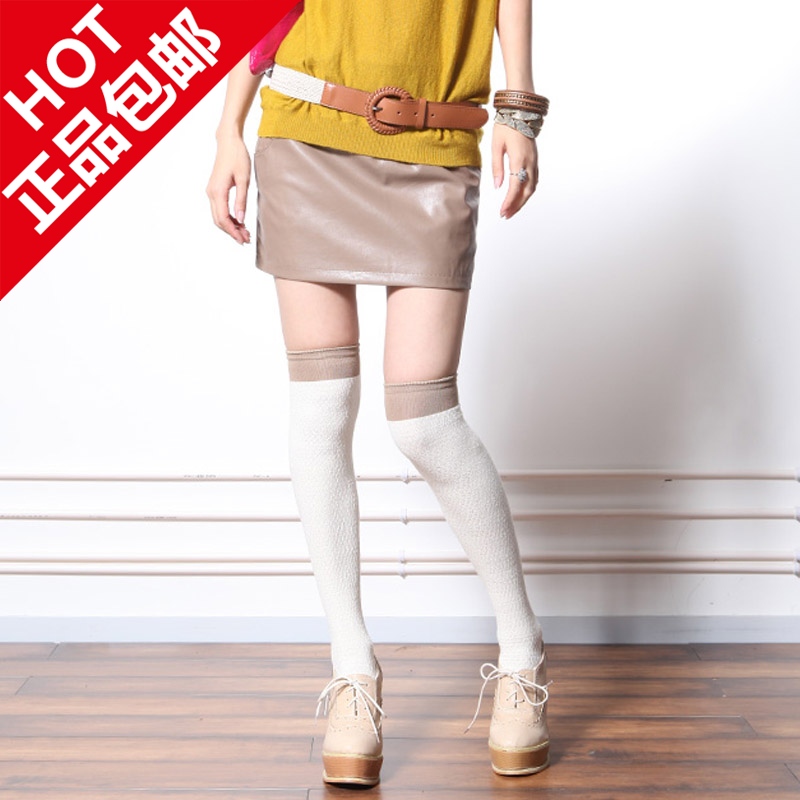 Romantic a suit leather patchwork straight short skirt female leather skirt women's 8133703
