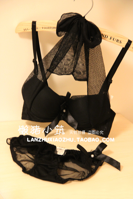 Romantic givlie gauze bra women's single-bra underwear set 2159 black