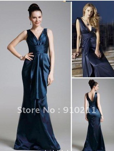 Romantic New Design Serena Empire V-neck Floor-length Satin Gossip Girl Fashion/ Evening Dress