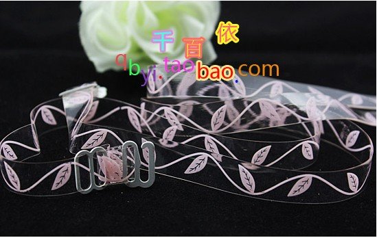 Romantic pink wavy leaves transparent straps / invisible with